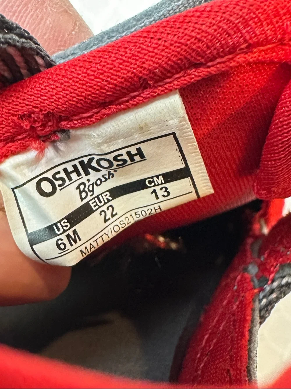 OshKosh B'gosh Red and Gray Mesh Hook-and-Loop Kids Sneakers